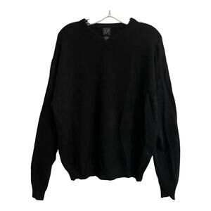 Vintage Members Mark Sweater Men Size Large Black 100% Cashmere V Neck